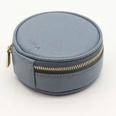 美品 フルラ グレーカラー レザー ミラー付ジュエリーポーチ ファッション・ブランド小物  2000000 NSK KTU