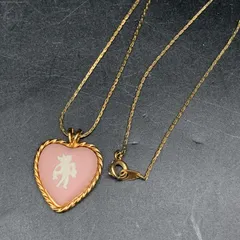 M378ウェッジウッド ピンクカメオ ハートフレームトップ ネックレス 天使 ジャスパーピンク ペンダント レディース アクセサリー Wedgwood
