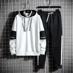 ☆ ホワイト ☆ XL ☆ ジャージ 男女兼用 フード付き 上下セット ジャージ 上下セット 男女兼用 メンズ レディース セットアップ おしゃれ 長袖 ロングパンツ ルームウェア 部屋着 パーカー トレーナー フード付き ゆったり カップル お揃い