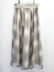 ◇ ⊂ PROPORTION BODY DRESSING ロング チュール チェック フレア スカート サイズS ベージュ ブラック系 レディース E  【1506250012002】