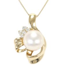 ネックレス パール ダイヤ K18 ネックレス イエローゴールド