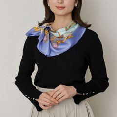 横浜シルクスカーフ 90cm角 日本製（Sブルー）