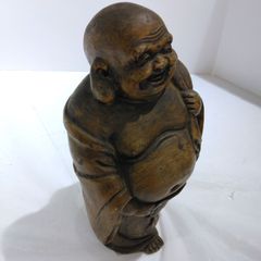 陶器製 布袋像 七福神 清風 銘あり 置物 福の神 縁起物 インテリア A366