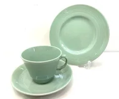 s25g-344n【中古】Wood&Sons　ウッド&サンズ　トリオセット　カップ&ソーサー　ケーキプレート　ベリル　ヴィンテージ　食器グリーン s25g-344n【中古】Wood&Sons ウッド&サンズ トリオセット カップ
