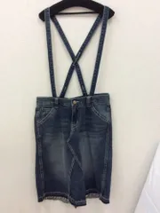 アズノウアズ　色落ちブルー デニムスカート サスペンダー付き
