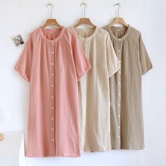綿100% ゆったりワンピース 寝巻き未使用 女性用 春夏 薄手 吸湿速乾 おしゃれ 部屋着 ルームウェア xzxiaoyun407