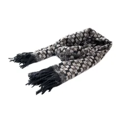 ヨウジヤマモトノアール YOHJI YAMAMOTO NOIR ストール フリンジ 総柄 グレー 黒 ブラック /AK5のサムネイル