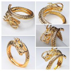 リング ゴールドドラゴン 金運 昇り龍 黄金 ジュエリー #C340-2