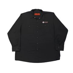 【90s~00s】RED KAP レッドキャップ 長袖 ワークシャツ 企業ロゴ 刺繍 ブラック XXL