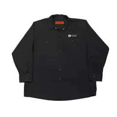【最終値下げ SALE】【90s~00s】RED KAP レッドキャップ 長袖 ワークシャツ 企業ロゴ 刺繍 ブラック XXL　B202507