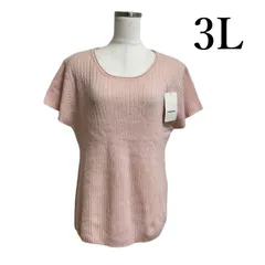 ノアンヌ レディース カシミヤニット ウールニット 半袖ニット 半袖セーター カシミヤブレンド ピンク ラメ入り 3L 大きいサイズ 美品 上品 きれいめ シンプル おしゃれ 柔らか 高級感 フェミニン 春 夏 秋 トップス
