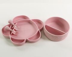 ベビー食器 お花みたいなプレート 吸盤付き ひっくり返らない Grabease グラビーズ 離乳食 輸入ブランド ピンク
