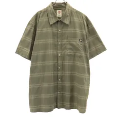 Dickies ディッキーズ チェック柄 半袖 シャツ XL カーキ メンズ 古着