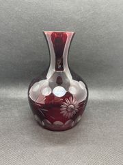 花瓶　 ヴィンテージ 切子ガラス 花瓶 ワイン色　 水差し 酒器 徳利 花瓶 花器 一輪挿し 多様性