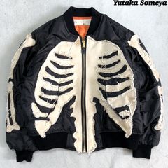 Yutaka Someya Human bone jacket MA-1 ボンバージャケット フライトジャケット ミリタリージャケット リメイク スカル 人体骨格 ヴィンテージ加工 ダメージ加工 Mサイズ ブラック 黒 ユタカソメヤ