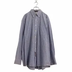 TOMMY HILFIGER 長袖 チェック シャツ XL ブルー トミーヒルフィガー ギンガムチェック ボタンダウン 古着卸 アメリカ仕入 a504-5858