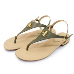 ローレンラルフローレン LAUREN RALPH LAUREN フラットサンダル ストラップ ロゴ ベージュ カーキ US5.5 22.5cmのサムネイル