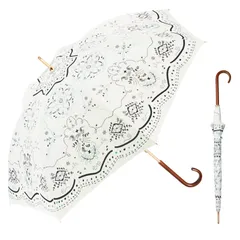 【新着商品】270g umbulatio 58cm シリーズ ホワイト 『エアリーライト』 スリム ミルキー 軽量 ペイズリー・エトワール 耐風15m/s 撥水4級 雨傘 UV 長傘 ケア レディース Waterfront U158-0879WH2-BD