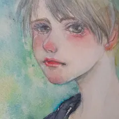 [原画] 水彩画　手描きイラスト　オリジナルイラスト　習作水彩　男の子