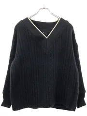 ザ リラクス THE RERACS ニット 長袖 Vネック 38 M 黒 THE RERACS(ザリラクス) RERACS V NECK BACK ZIPPULLOVER - COLDBECK