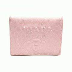プラダ 二つ折り 財布 ピンク サフィアーノ エンボス Aランク 1MV204 中古