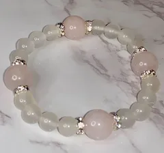 【女性性開花】白翡翠とローズクォーツのブレスレット