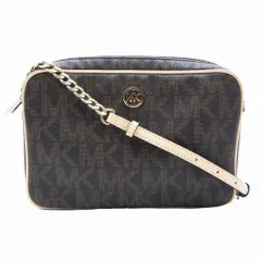 マイケルコース MICHAEL KORS レザー MK シグネチャー チェーン ショルダー バッグ 斜め掛け カバン 鞄 茶 ブラウン ur123 【中古】