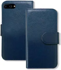【訳アリ】iPhone7 Plus iPhone8 Plus アイフォン7/8プラス 対応 手帳型 無地 （ネイビー） ケース ダイアリータイプ 横開き カード収納 フリップ カバー
