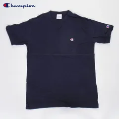 Champion C3-P300 NAVY T-shirts 半袖 Tシャツ チャンピオン トップス ワンポイント ロゴマーク USED【チャンピオン 半袖Tシャツ tシャツ クルーネック ネイビー カットソー 刺繍 CHAMPION ユニセックス ユーズド】