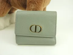 クリスチャンディオール 3折財布 カロ レザー灰 コンパクトウォレット@46-MA-0261