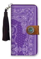 iPhone14ProMax ケース 手帳型 アイフォン14 プロマックス スマホケース フリンジ ストラップ付 コンチョ ペイズリー柄 バンダナ柄 レッド ネイビー ブラック カッコイイ  男性 メンズ カラー07