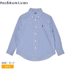 ポロ ラルフローレン 長袖シャツ 322723042 キッズ ジュニア 子供 ギンガム コットン ポプリン シャツ POLO RALPH LAUREN カラー:ブルーMU  品番：21231465