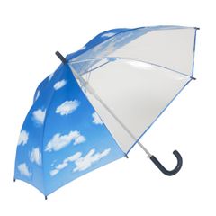 【数量限定】傘 子供 キッズ 長傘 青空 ブルー×透明 55cm×8本骨 男の子 女の子 前が見えるジャンプ傘 LIEBEN-0380