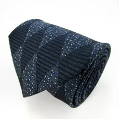 ピエールカルダン ブランド ネクタイ チェック柄 格子柄 ダイヤ柄 シルク PO  メンズ ネイビー Pierre Cardin 【中古】