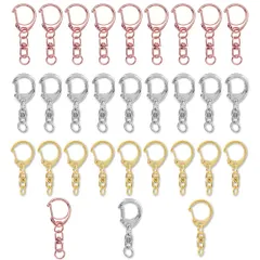 キーホルダー 金具 ナスカン キーホルダー パーツ ワンタッチキーホルダー 回転カン 丸カン付き ハンドメイド キーホルダーパーツ DIY 手作り 全長4.7cm 30入 3色 MOMI
