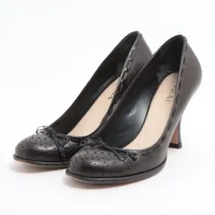 PRADA プラダ レザー パンプス 36 1/2 レディース ブラウン