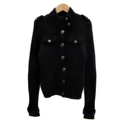ボディドレッシングデラックス BODY DRESSING Deluxe 中綿ニットジャケット ミドル丈 スタンドカラー 無地 ウール 38 黒 ブラック /YS22のサムネイル