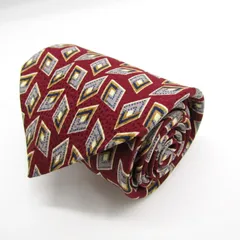 レノマ ブランド ネクタイ 総柄 ドット 小紋柄 ダイヤ柄 幾何学模様 シルク PO メンズ レッド renoma 【中古】