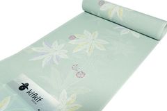 洗えるきもの　絽小紋　東レ　シルック　反物　ヤツデ　薄緑　絽ちりめん　夏物