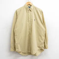XL/古着 ラルフローレン 長袖 ブランド シャツ メンズ 90s ワンポイントロゴ BLAKE コットン ボタンダウン 黄他 イエロー チェック 25jun02