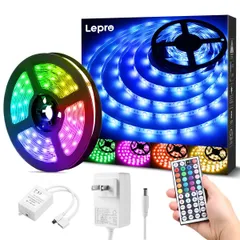 Lepro LEDテープライト 防水 RGB 5m 150連 SMD5050 DIY マルチカラー 間接照明 44キーリモコン 調光調色 両面テープ カット可能 取付簡単 看板 天井 棚下 コレクション ゲーム室 装飾用 2年間付き