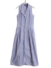 新品【ラルフローレン】シャツワンピース ノースリーブ ストライプ