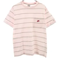 NIKE ナイキ ボーダー柄 半袖 Tシャツ L ピンク系 ポケT メンズ 古着