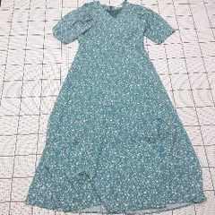 ◇ ⊂ ビームス ハート 模様入り 半袖 ロング丈 ワンピース サイズ表記なし エメラルドグリーン系 レディース E  【1508250002748】