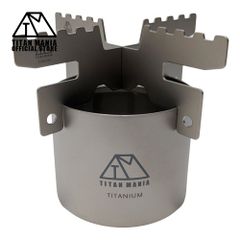 TITAN MANIA チタンマニア アルコールストーブver3 + 五徳 セット チタン製 軽量 頑丈 シングルコンロ アルコールバーナー コンパクト ポータブル キャンプ ソロキャンプ アウトドア キャンプ用品 収納袋付き