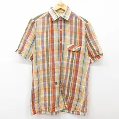 S/古着 アロー 半袖 シャツ メンズ 80s オレンジ他 チェック 25apr05 中古 トップス