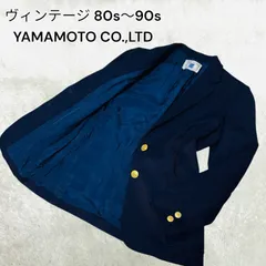 ヴィンテージ  日本製 テーラードジャケット ウール 紺ブレ 金ボタン シングル レディース サイズ M