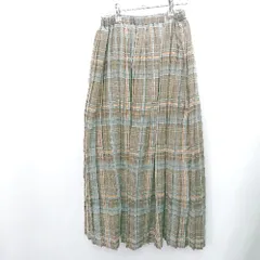 ◇ LEPSIM レプシィム チェック柄 ロング丈 フレア スカート サイズF ブラウン オレンジ レディース E  【1407180010918】