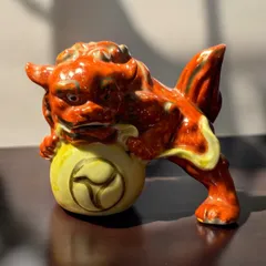 中国　朱泥　色絵獅子置物 最先端 中国 工芸品 色絵獅子置物 朱泥 工芸品 - 工芸品