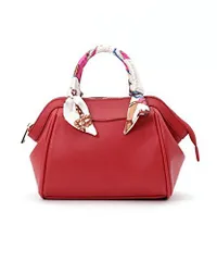 【人気商品】バッグ ハンドル トートバッグ ショルダーバッグ 可愛い スカーフ 手提げバッグ 大人可愛い 2Way コンパクトバッグ リボンバッグ 斜めがけ [Base] 通勤通学 レッド